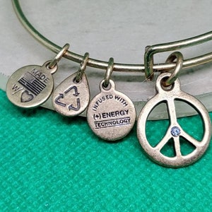 Alex e Ani Paz Mundial com Pulseira de Cristal Charm Bangle