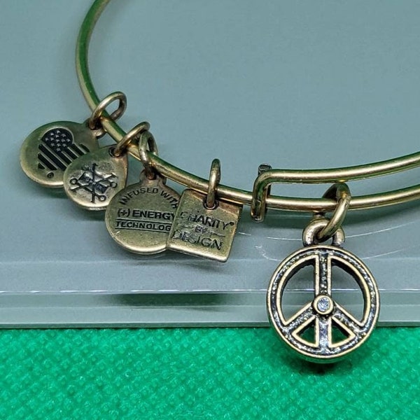 Alex and Ani World Peace with Crystal Charm Bangle Bracelet