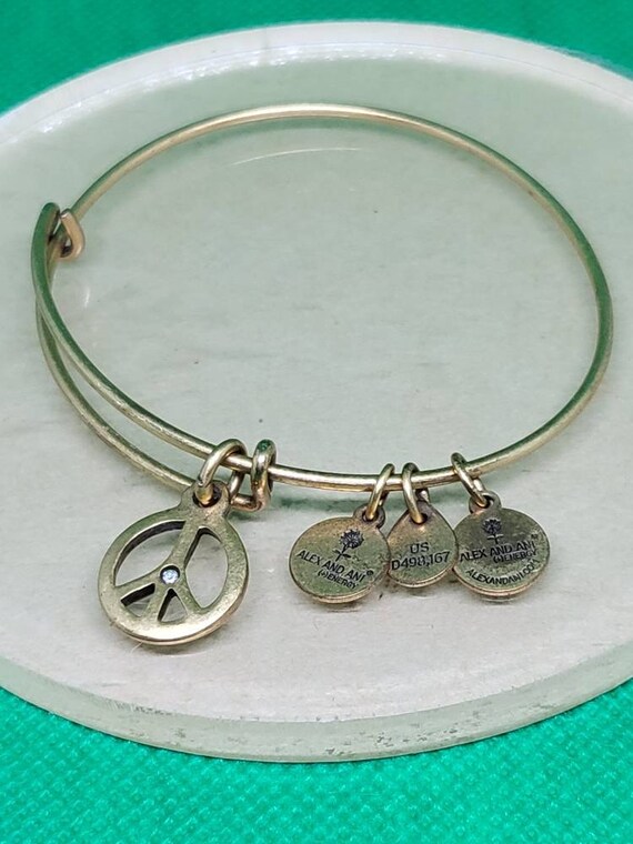 Alex and Ani World Peace With Crystal Charm Bangle Bracelet