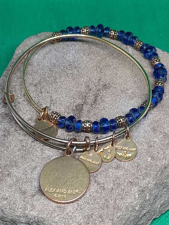 Alex and Ani Peace Charm Beaded Bangle Bracelet Set Etsy