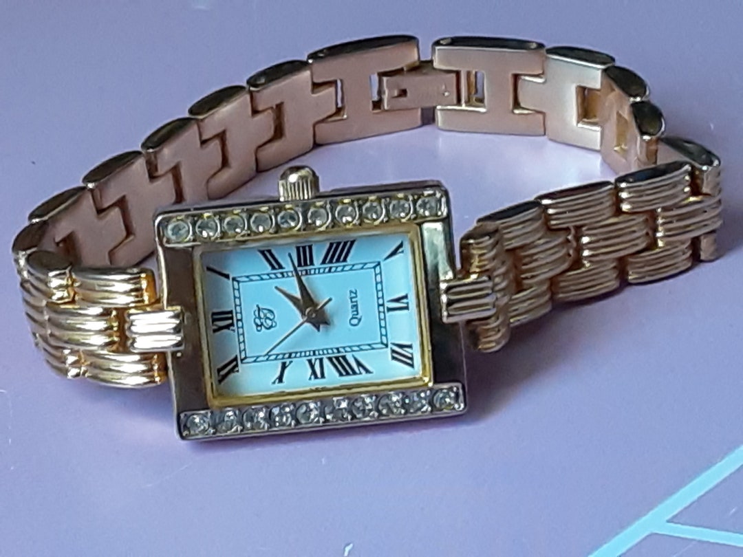 EJ Ladies CZ Gold Tone Quartz Wrist Watch
