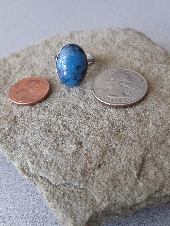Adjustable Blue Turquoise Statement Ring - image 6