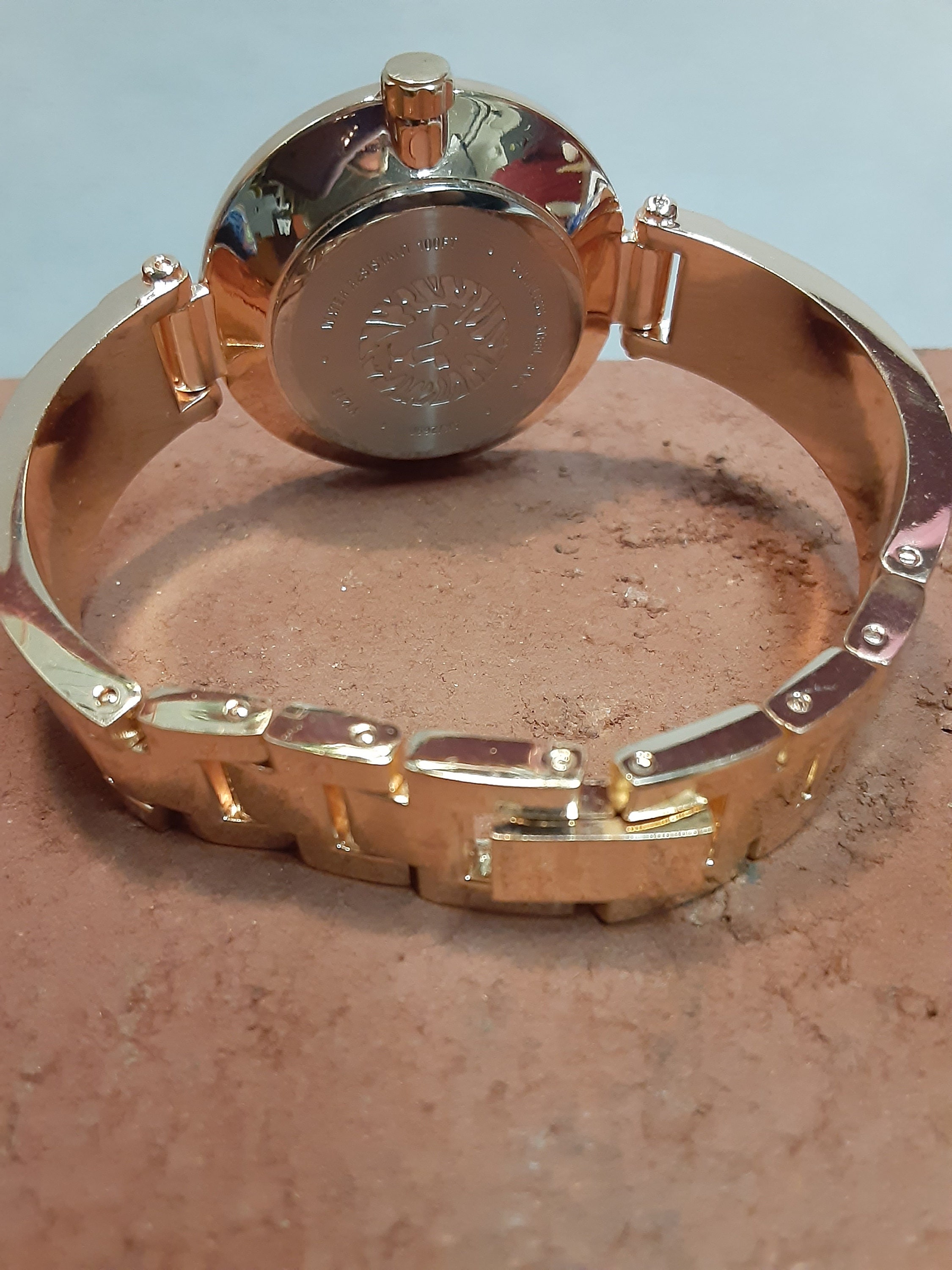 BNWT Anne Klein Gold Tone Case Watch with Gray Strap Consider It Rectangular Case Leather Watch| Anne Klein main image 4