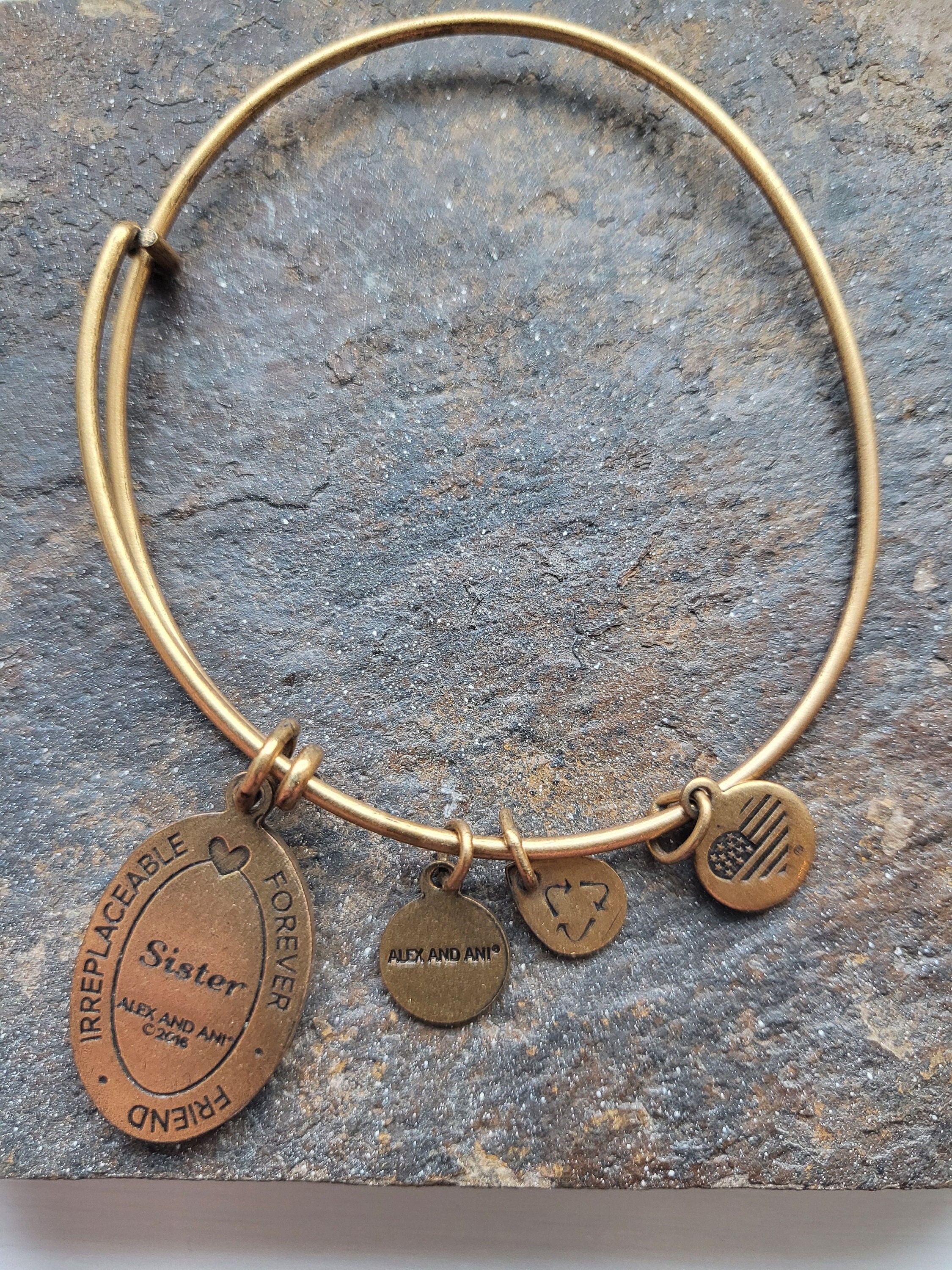 Alex and Ani Honeysuckle Sister Charm Bangle Bracelet