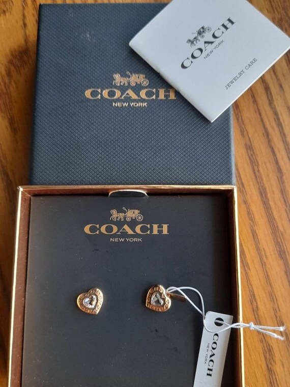 Coach Rhinestone Heart Stud Earrings Etsy Australia