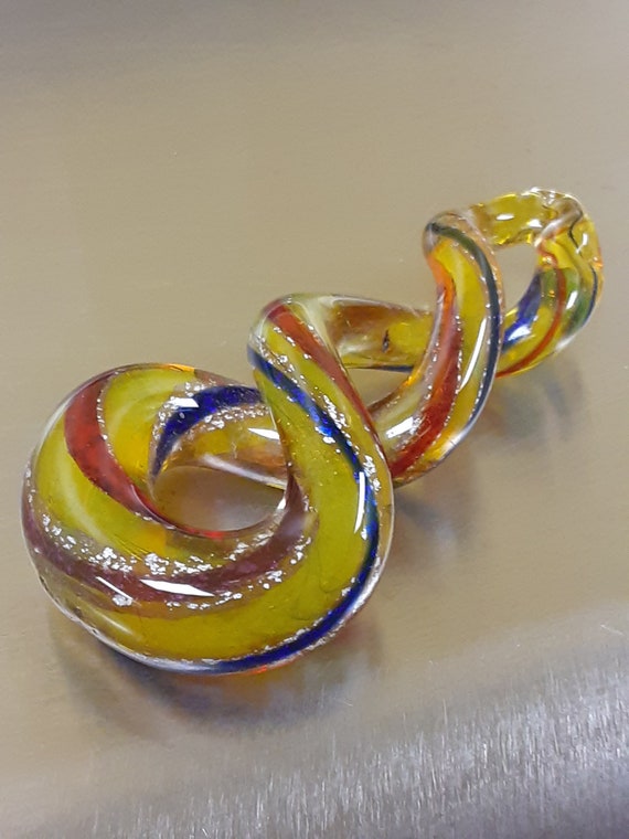 Handmade Spiral Blown glass Pendant