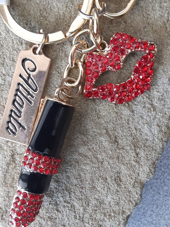 Atlanta Tag, Ruby Crystal Lips/Lipstick Key Chain - image 4
