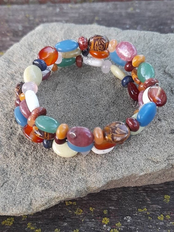Natural Stone Beaded Wrap Bracelet