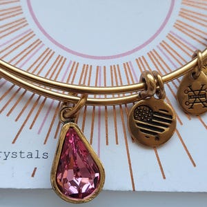 Pulsera con dije de cristal rosa de Alex and Ani