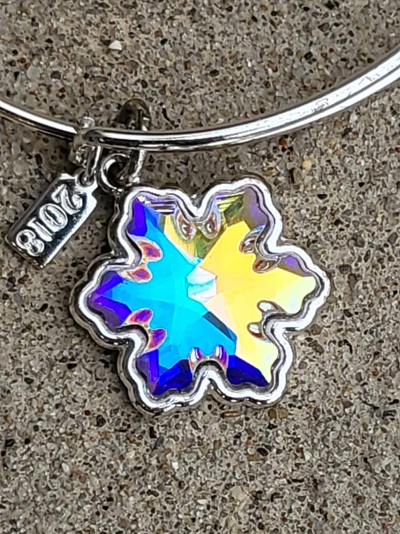 Alex and Ani Blue Crystal Snowflake Charm Bangle Bracelet - Main Image