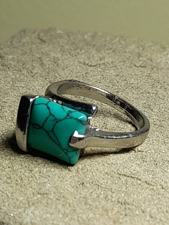 Faux Turquoise Square Ring - image 2