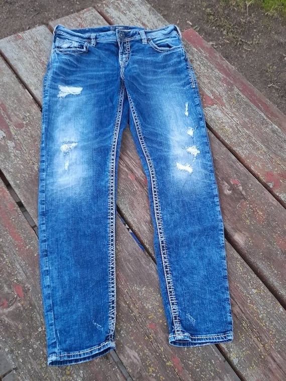 Women's Silver Boyfriend Jeans