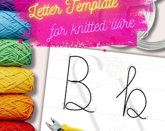 Alphabet Template Bundle for Knitted Wire Art, 2 Different Designs each Uppecase & Lowercase Letters, Tricotin Stencil with Guiding Arrows