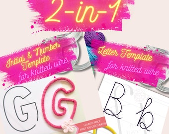 2-in-1 "Alphabet" & "Block Font Initials and Numbers" Templates Bundle for Knitted Wire Art