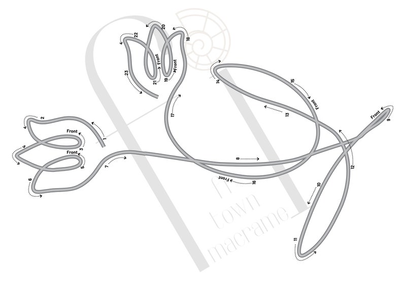 Pacchetto di modelli di fiori per arte del filo lavorato a maglia, 20 disegni, stencil in tricotina con frecce guida, formati A4 e lettera USA, PDF stampabile immagine 8