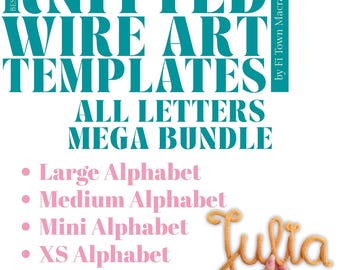 All Letters Template Mega Bundle for Knitted Wire Art, Large, Medium, Mini, XS Letters, Tricotin Alphabet with Guiding Arrows, Printable PDF