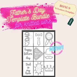Paquete de plantillas de tricotina para el Día del Padre para tejer con alambre, plantilla de carta XS GRATIS / Descarga instantánea, regalo único y personalizado para papá.