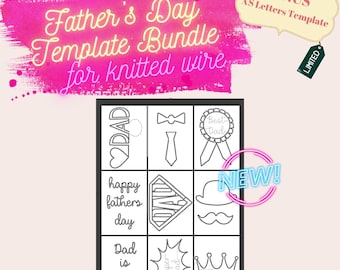 Father's Day Tricotin Template Bundle for Knitted Wire Art, FREE XS Letter Template | Instant Download, Personalized Unique DIY Gift for Dad