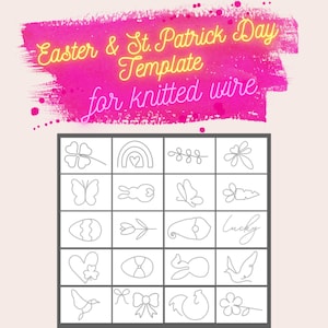 Easter & St. Patrick's Day Template Bundle for Knitted Wire Art, 20 Spring Designs, Tricotin Stencil with Guiding Arrows, Printable PDF image 1