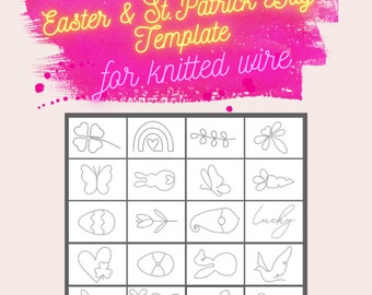 Easter & St. Patrick's Day Template Bundle for Knitted Wire Art, 20 Spring Designs, Tricotin Stencil with Guiding Arrows, Printable PDF