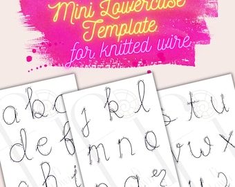 Mini Lowercase Letter Template Bundle for Knitted Wire Art, Christmas Tree Ornament, Stocking Tag, Keychain, Small Letters, Guiding Arrows