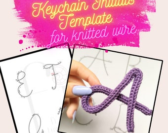 Mini Initial Template Bundle for Knitted Wire Art, Christmas Tree Ornament, Stocking Tag, Keychain, Small Uppercase Letters, Guiding Arrows