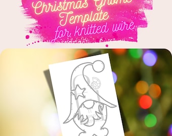 Christmas Gnome Template for Knitted Wire Art, Tricotin Xmas Family Activity, Christmas Gift, Printable A4 PDF - Instant Download