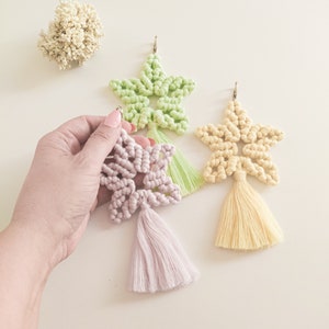 Set da 3! Portachiavi stella macramè / ciondolo per borsa Boho, bomboniera per baby shower, regalo per addio al nubilato - Accessori unici realizzati a mano per ogni occasione