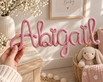 Personalized Name Sign - Knitted Wire Art - Tricotin Nursery Decor - Baby Arrival Sign