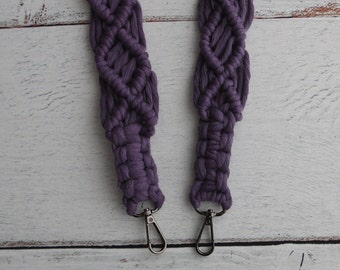 Macrame Lavender Comfortable Camera Strap | Woven Natural Cotton Rope Shoulder Strap | Gift For Traveler And Photographer