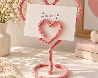Personalized Heart Card & Photo Holder, 20 Color Options, Handmade Love Note Stand, Romantic Table Decor, Valentine's Day Gift