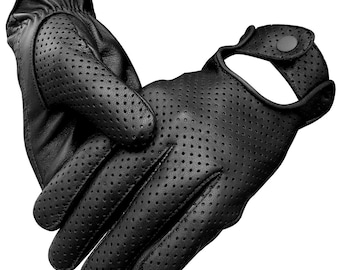 Genuine Cowhide Leather Full Finger Retro Unlined Driving Cycling Biking Gloves For Men And Women
