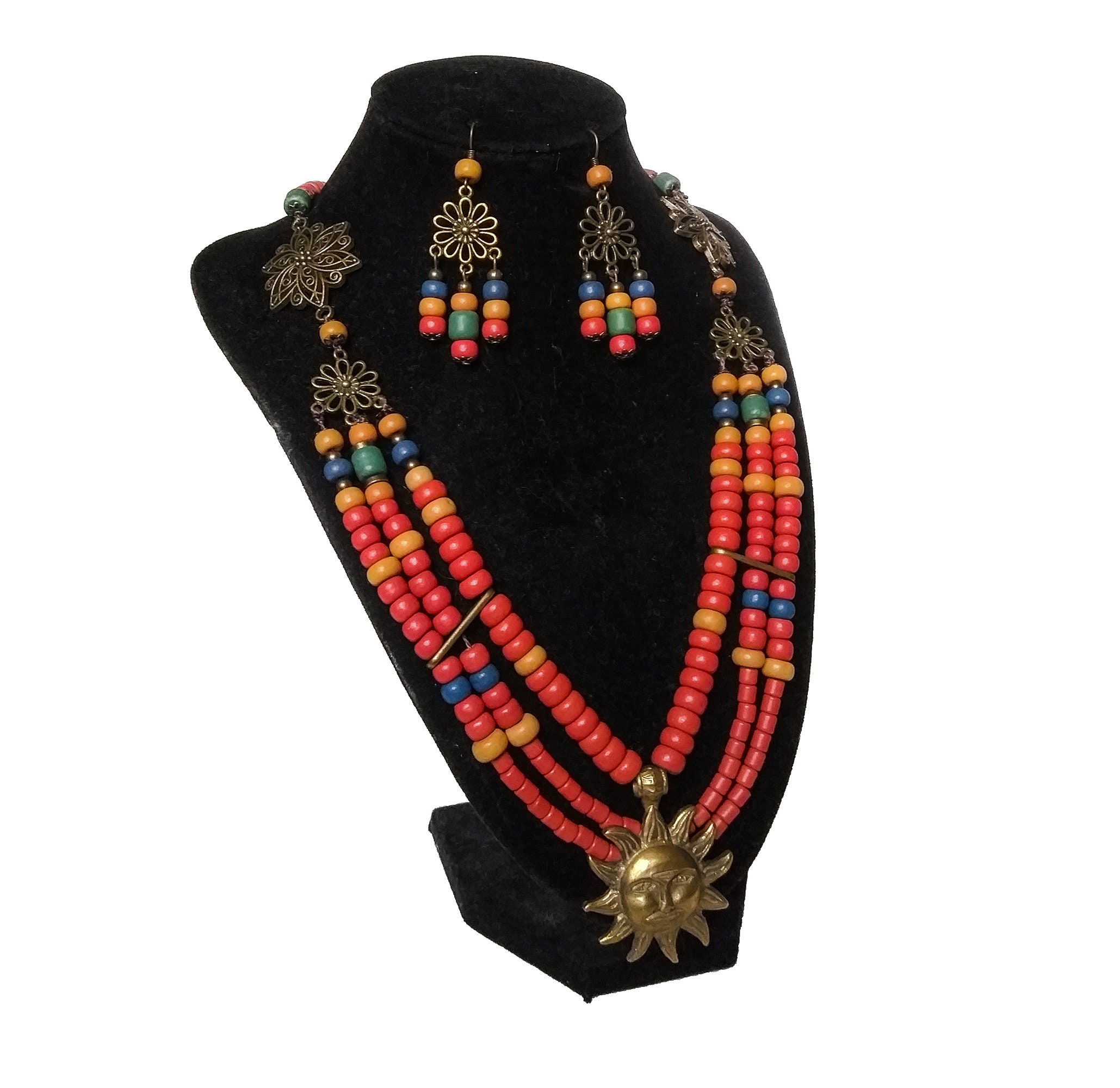 Colorido collar de cerámica hecho a mano conjunto de adornos Etsy