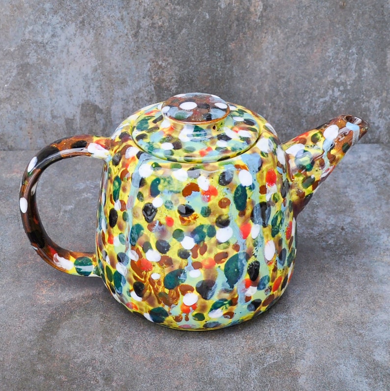 Ceramic colourful handmade teapot,handmade ceramic teapot,clay teapot,multicolor teapot,handmade yellow teapot,gift for tea lovers image 7