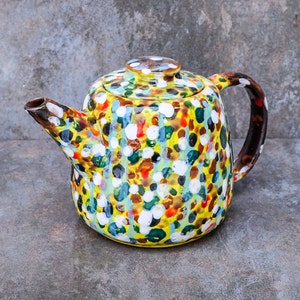 Ceramic colourful handmade teapot,handmade ceramic teapot,clay teapot,multicolor teapot,handmade yellow teapot,gift for tea lovers image 3