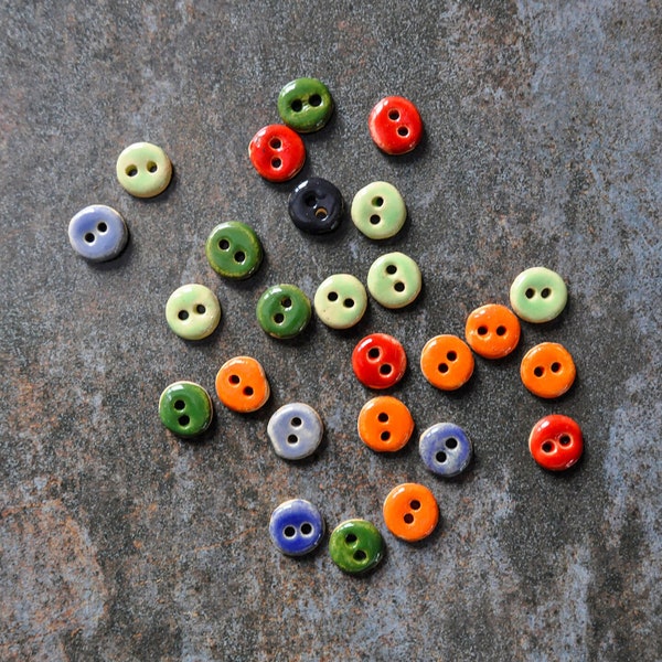 Handmade ceramic round buttons,colored clay buttons for sewing,small Porcelain clothes Buttons,buttons to order,dolly buttons,rustic buttons