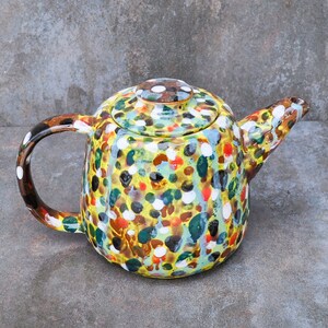 Ceramic colourful handmade teapot,handmade ceramic teapot,clay teapot,multicolor teapot,handmade yellow teapot,gift for tea lovers image 2