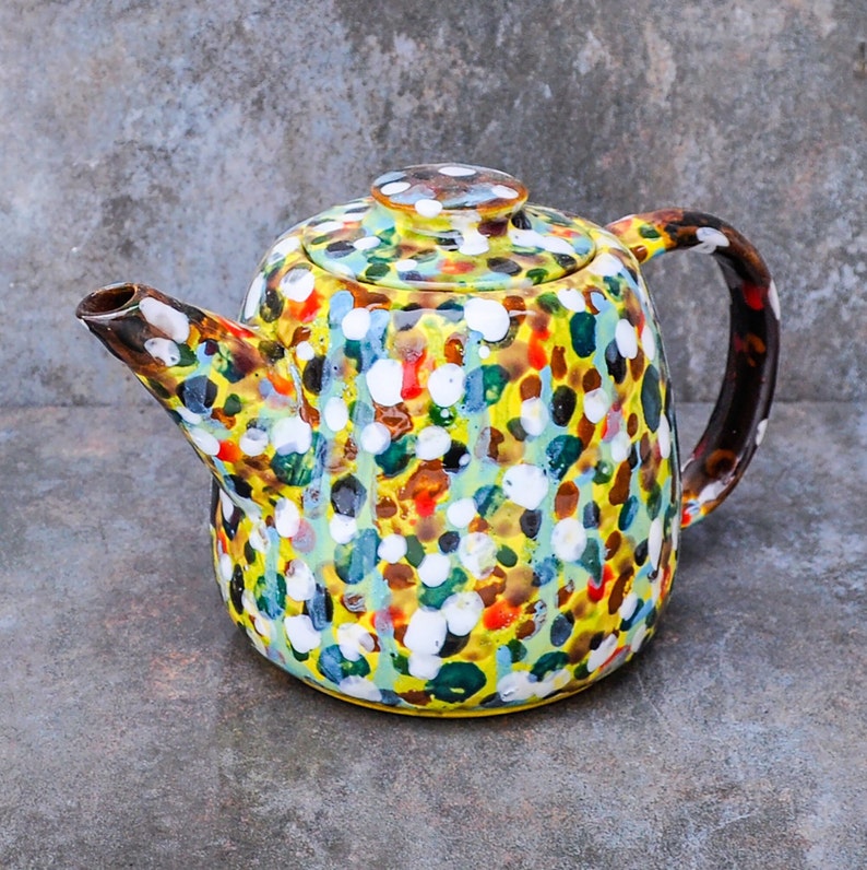 Ceramic colourful handmade teapot,handmade ceramic teapot,clay teapot,multicolor teapot,handmade yellow teapot,gift for tea lovers image 8