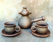 Pottery coffee set,handmade coffee set,milking pottery,turkish coffee set,clay coffee set,handmade set,coffee maker with cups,coffee pot