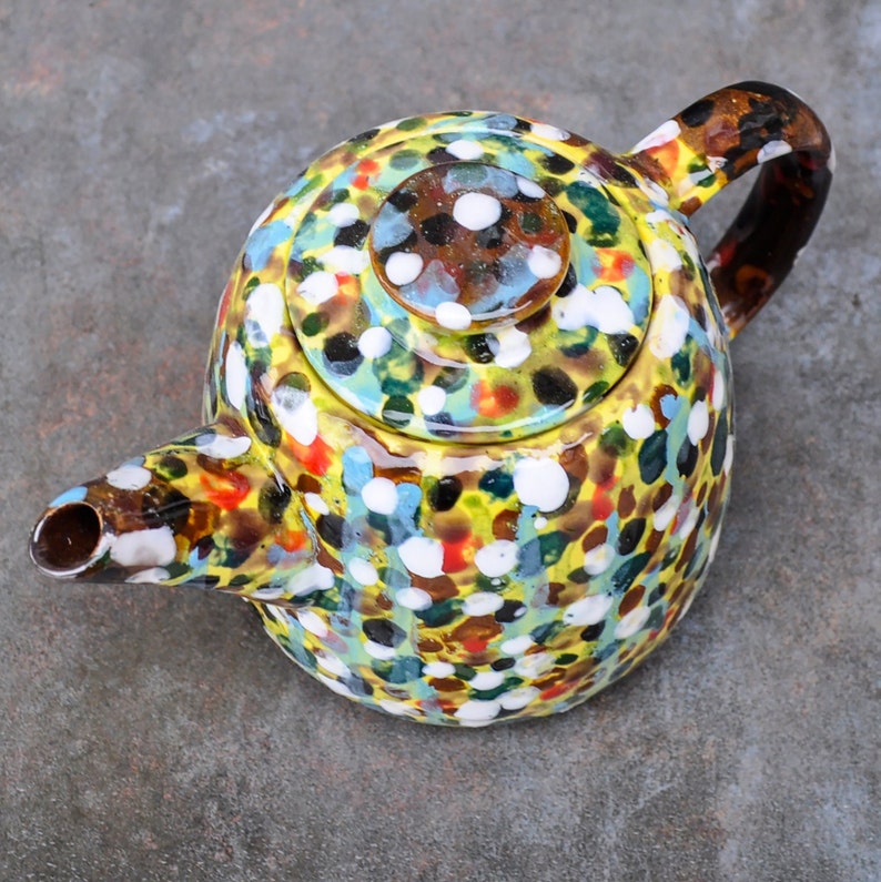 Ceramic colourful handmade teapot,handmade ceramic teapot,clay teapot,multicolor teapot,handmade yellow teapot,gift for tea lovers image 10