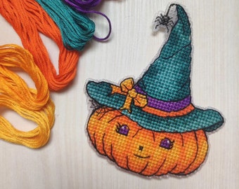 Cross-stitch Little Pumpkin PDF pattern, hand embroidery halloween design, instant download embroidered picture