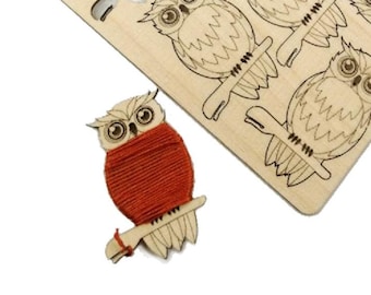 Owls floss bobbins, Set of 15 Wooden holders for embroidery threads, Cross stitch tools, Needlework thread winders