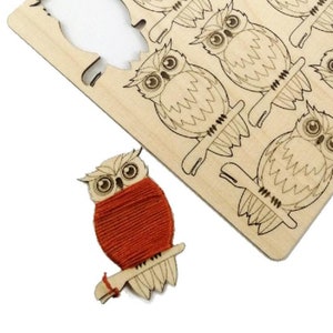 Owls floss bobbins, Set of 15 Wooden holders for embroidery threads, Cross stitch tools, Needlework thread winders