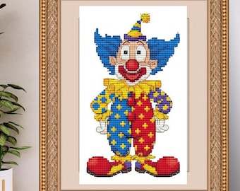 ピエロのクロスステッチパターン、サーカスのXステッチデザイン - Etsy