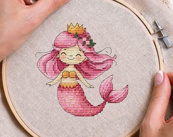 アリエル・マーメイドのクロスステッチパターン：モダン刺繍（デジタル