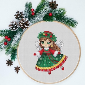Weihnachtsenge Engel Kreuzstichmuster, Weihnachtspostkarte Kreuzstichmuster, Weihnachtsgeschenk PDF digitale Dateien