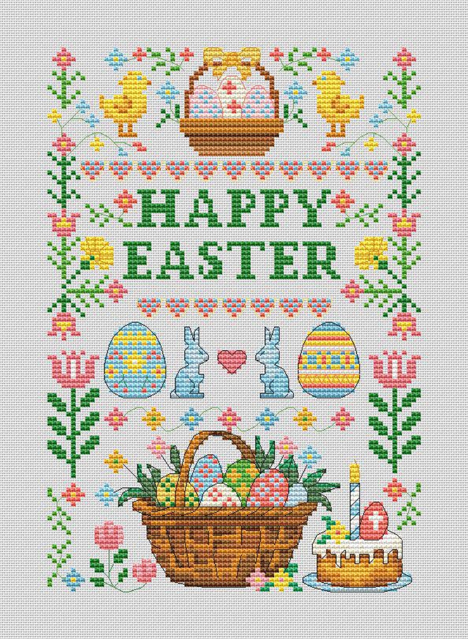 Happy Easter Sampler Cross Stitch Pattern - Etsy