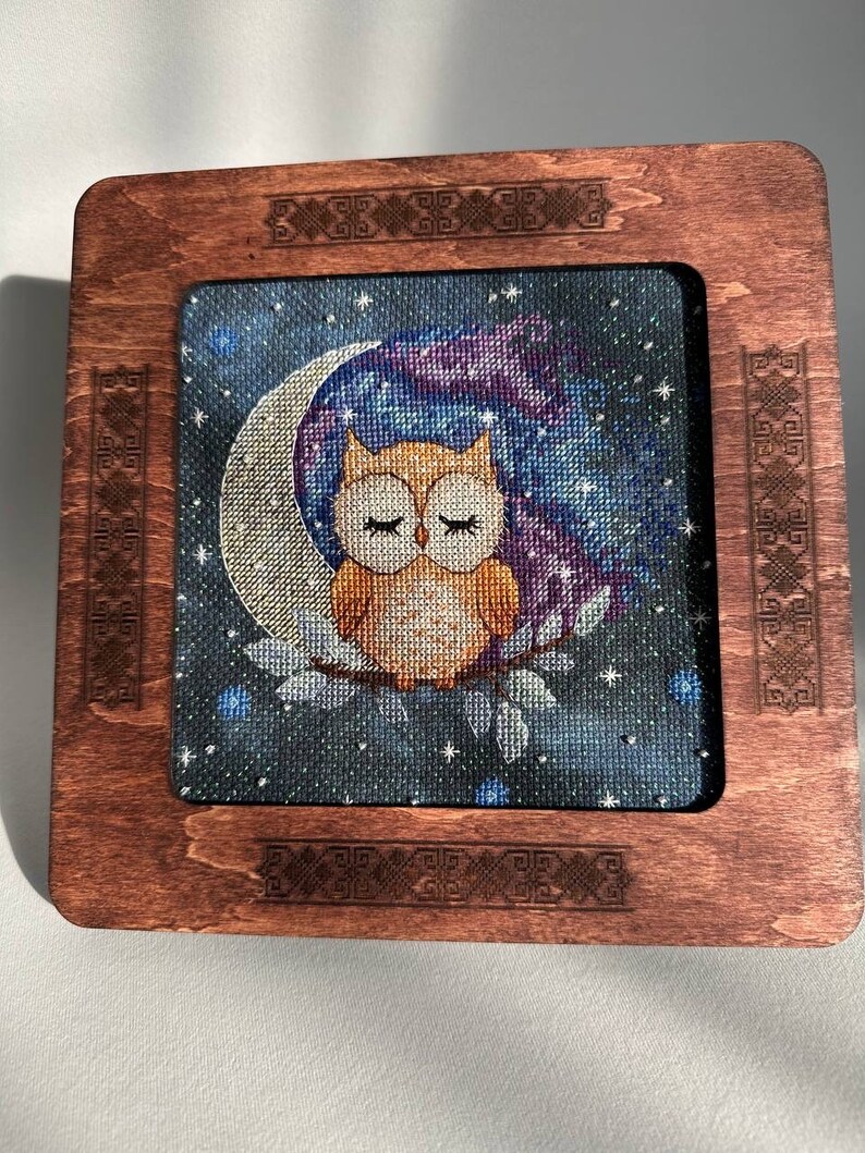 Sleeping Owl Cross Stitch Pattern, Nursery PDF, Hand Embroidery Night ...