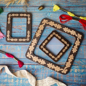 Wooden magnet square hoop 5.5 inches, for Xstitch kits with plastic canvas, perforated paper frame, Embroidery frame on magnets