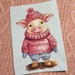 Cute pig cross-stitch pattern, modern cross stitch design, DIY kids room decor, winter x-stitch